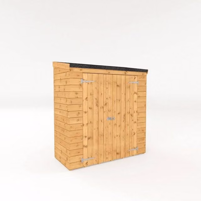 Mercia Brown Tongue and Groove Pent Storage Shed with Double Doors, W/D/H: 181.6 x 87.1 x 196.4 cm