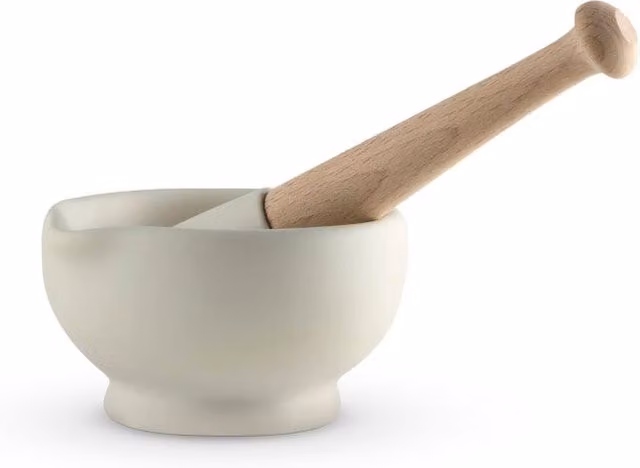Milton Brook White Vitrified Porcelain Mortar and Pestle Set, 10 cm Diameter