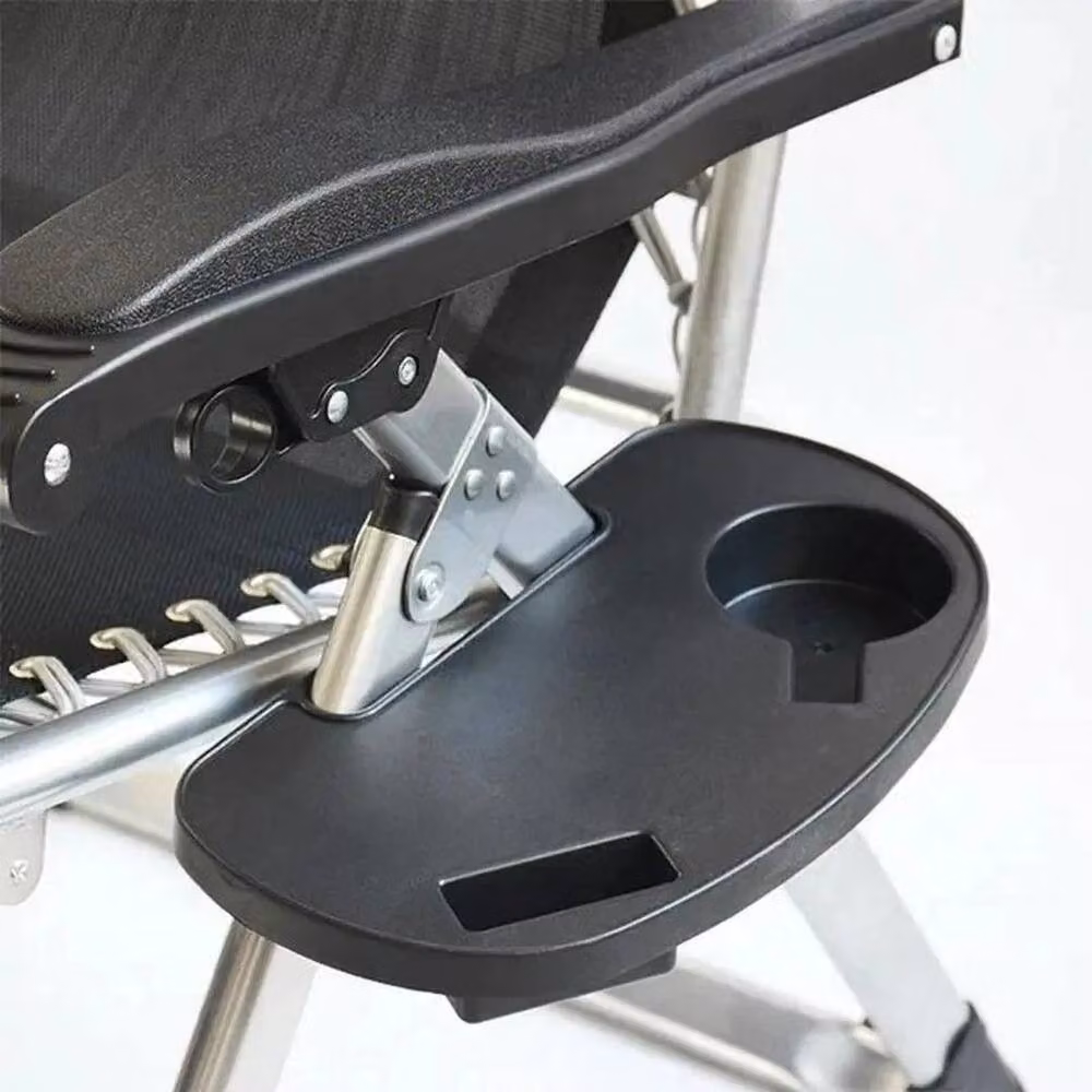EONLION Black Folding Gravity Sun Lounger with Tray Holder – 2