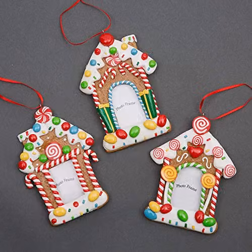 Shatchi Set of 3 Multicolour Christmas Tree Hanging Photo Frame Pendants, W/H: 11 x 7 cm – 2