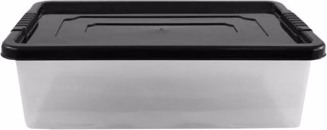 TML Underbed Storage Box with Lid in Black and Transparent Plastic, W/D/H: 39.0 x 39.0 x 19.0 cm – 1
