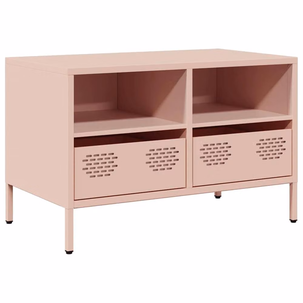 Berkfield Home Modern Pink Metal TV Cabinet, W: 68 cm, D: 39 cm, H: 43.5 cm – 3
