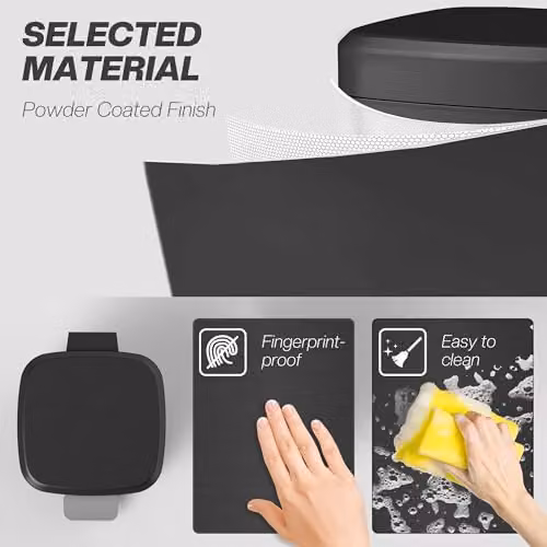 HOMCOM 12L Metal Kitchen Pedal Bin with Soft-Close Lid and Removable Inner Bucket, Black, W/D/H: 24.5 x 24.5 x 36.5 cm – 5