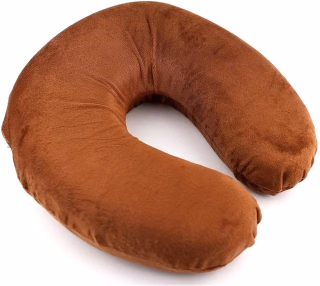 Nordara Brown U-Shaped Foam Neck Support Travel Pillow Cushion, Pack of 2