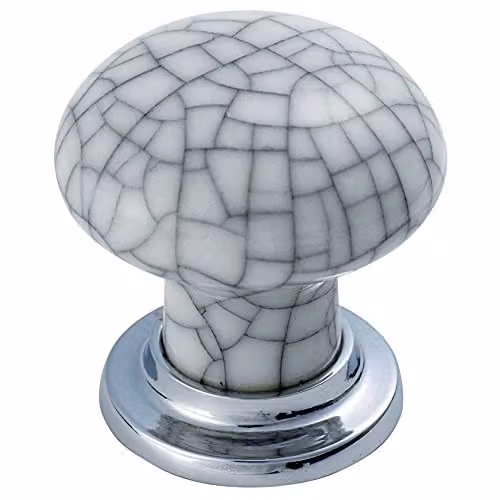 Loops 4 Pack Porcelain Mushroom Cupboard Door Knobs in Polished and Matt Chrome with White Ceramic Glaze – 2