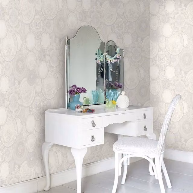 Versace Abstract Decorative Plates Wallpaper in White