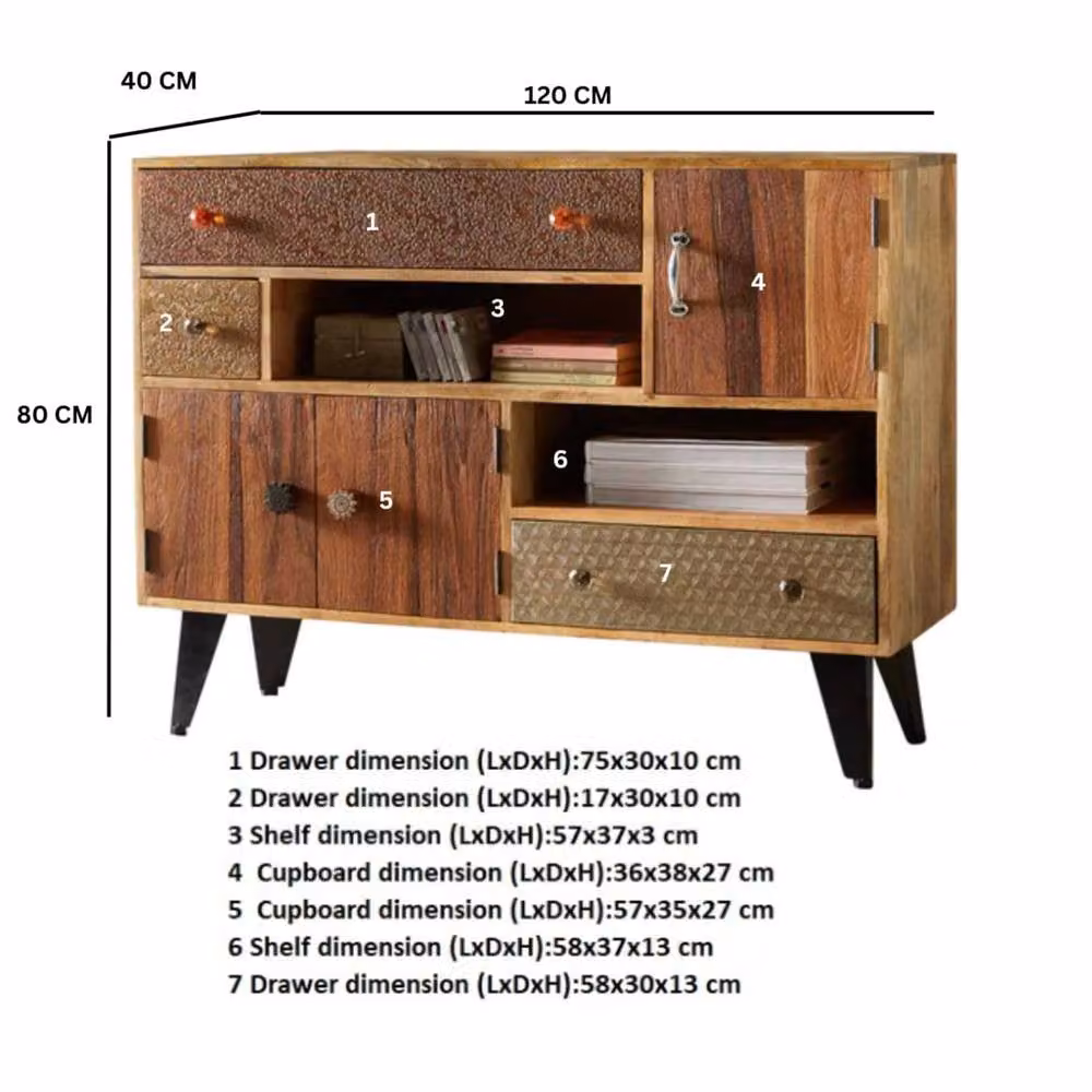 Wyld Haus Kokkola Reclaimed Wood Sideboard Coffee Table with 3 Doors in Brown – 2