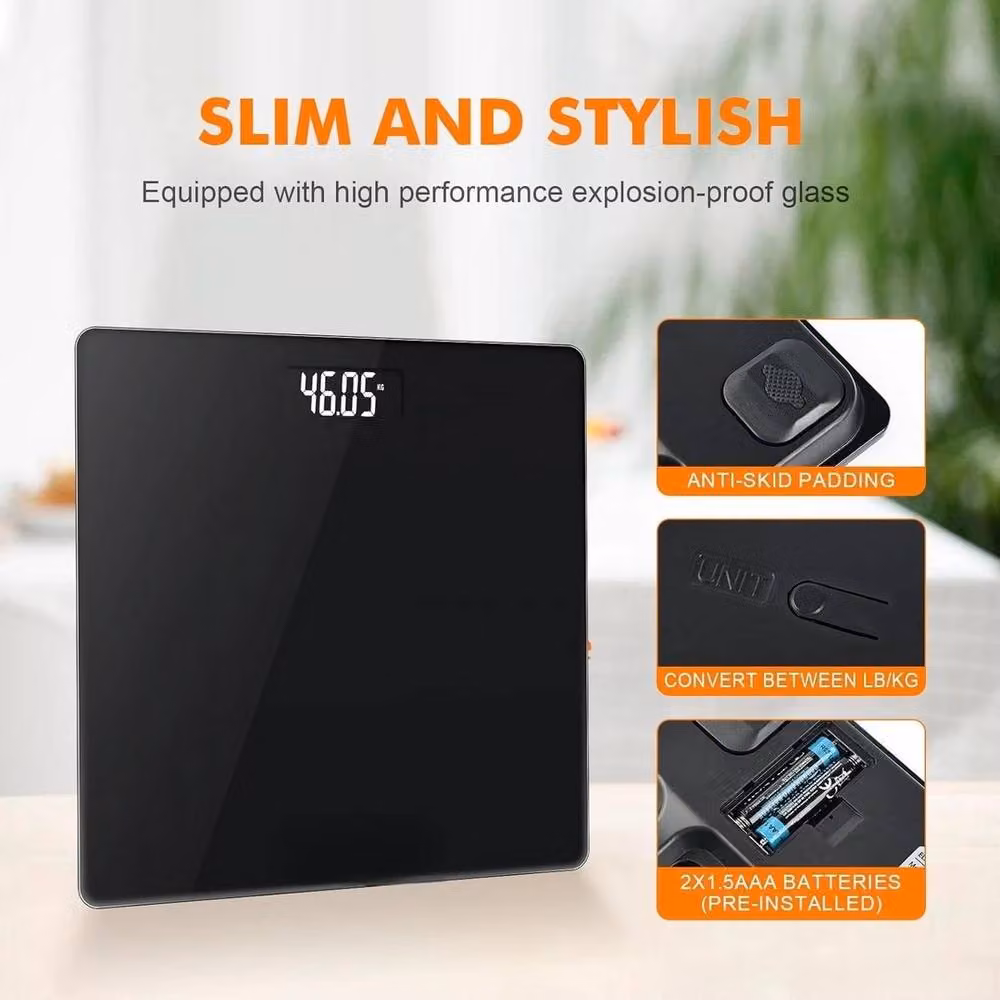NESTLUNE LCD Digital Electronic Body Bathroom Scale, Black, W: 60 cm x D: 60 cm – 3