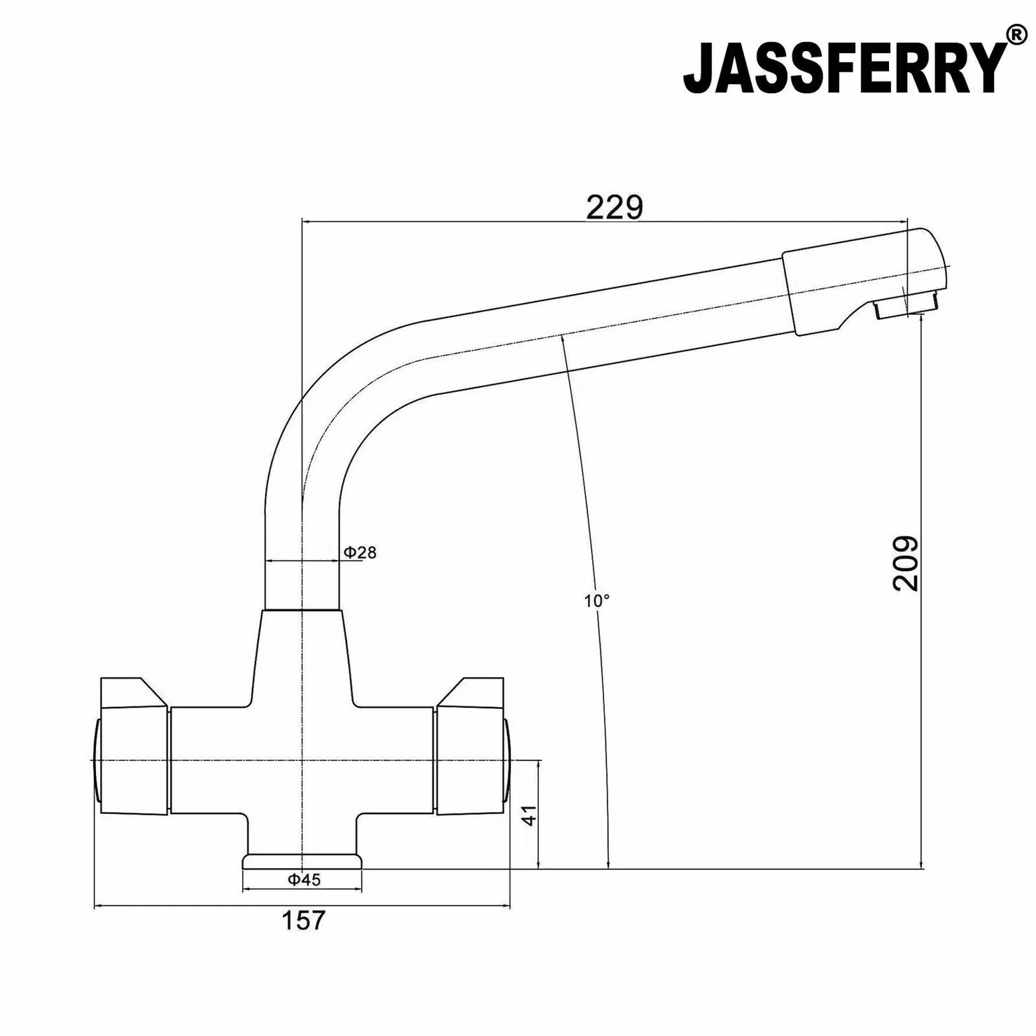 JASSFERRY Kitchen Sink Mixer Tap with Swivel Spout and Dual Lever in Silver Chrome – 2