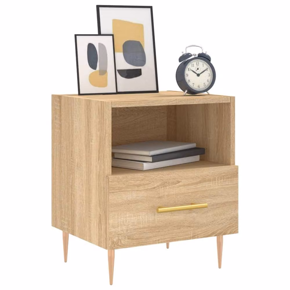 Berkfield Home Set of 2 Bedside Cabinets in Sonoma Oak, W: 40 cm, D: 35 cm, H: 47.5 cm – 3