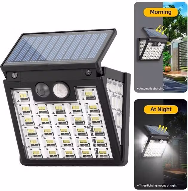 SPETLEK 72-Piece Solar Powered LED Security Wall Lights with PIR Motion Sensor in Black