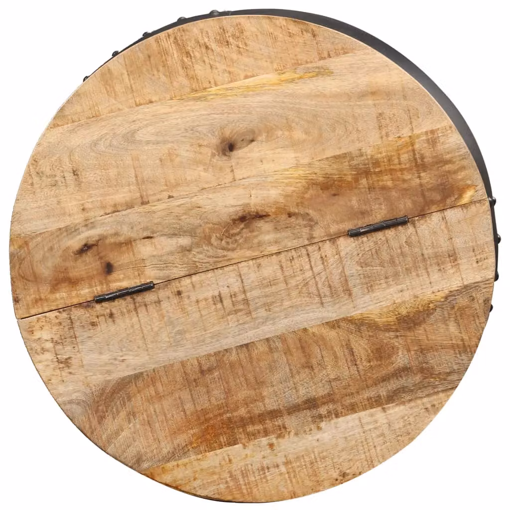 Berkfield Home Round Coffee Table in Brown Solid Mango Wood, W: 53 cm, D: 43 cm – 3
