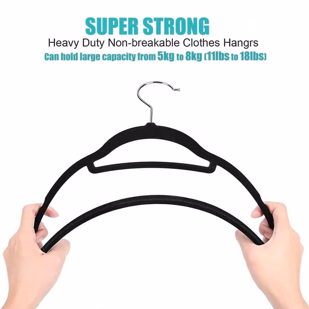 Kelvenix 40 Pack Black Velvet Anti Slip Space Saving Coat Hangers W: 45 cm, H: 23 cm, D: 23 cm – 2