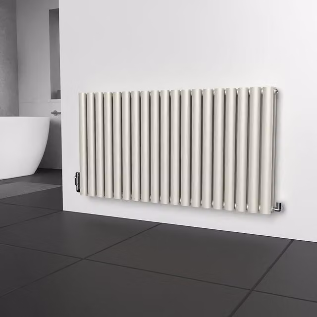 Lux Heat Oval Horizontal Coloured Radiator in White, W: 114 cm, H: 60 cm
