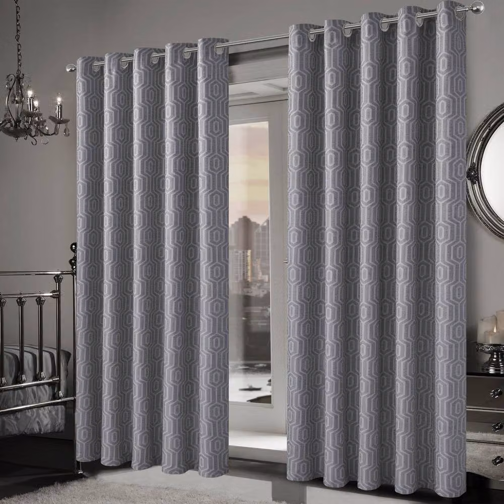 New Edge Blinds Paris Jacquard Eyelet Blackout Curtains in Grey, Width: 228 cm, Height: 228 cm – 2