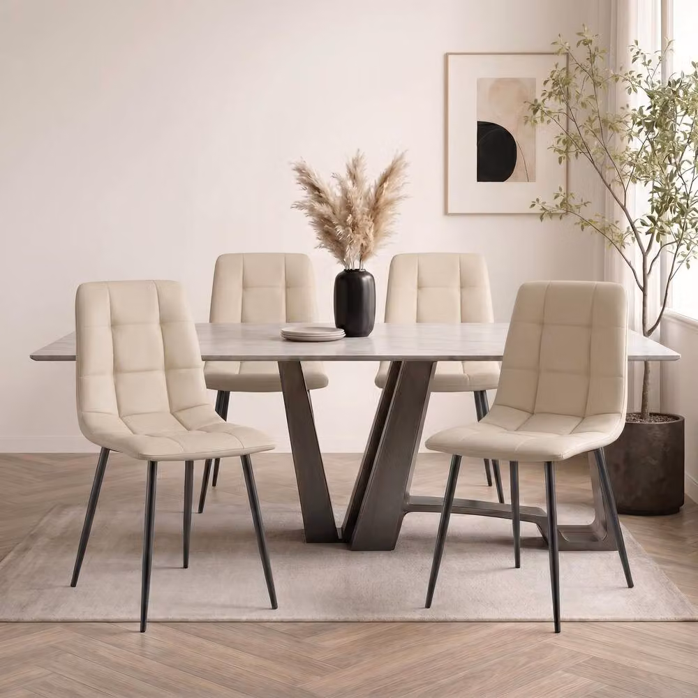 Bravich LTD Zurich Faux Leather Embossed Dining Chair in Ivory – 2
