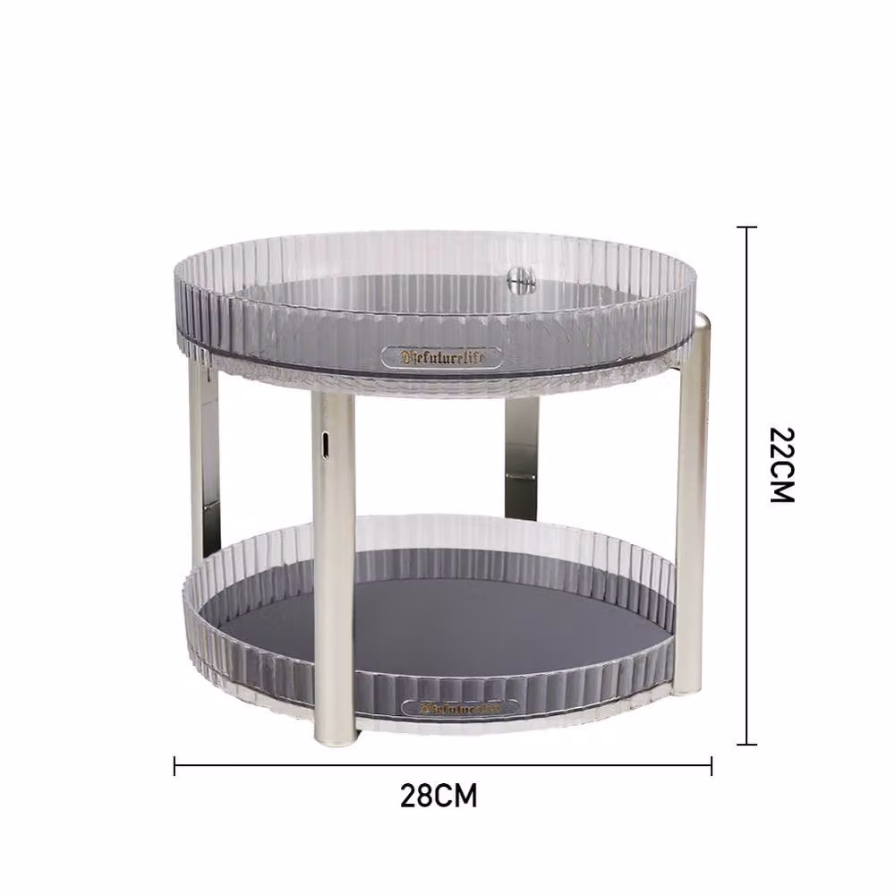Living and Home 2-tier Round Rotating Spice Rack Storage Organizer in Clear Acrylic – 6