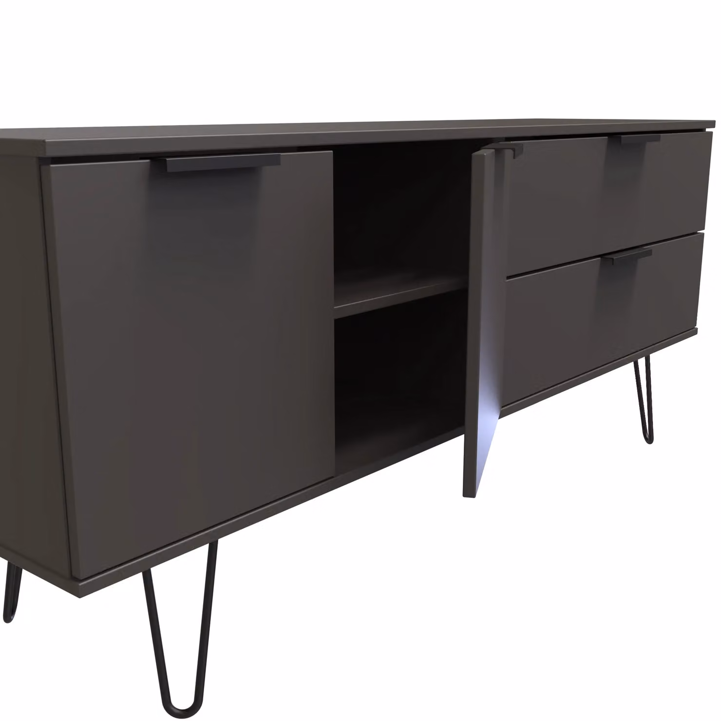 Ready Assembled 2 U Fuji Wide Sideboard with 2 Doors and 2 Drawers in Matt Dark Grey – 4