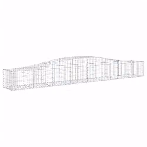 vidaXL Set of 9 Arched Gabion Baskets in Silver Galvanised Steel, W/D/H: 400 x 50 x 40/60 cm – 1