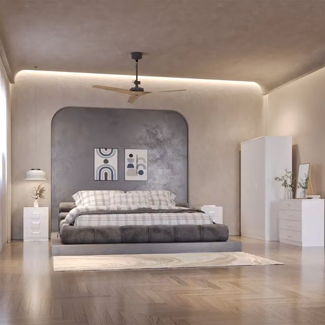 Seconique Modern White Bedroom Set