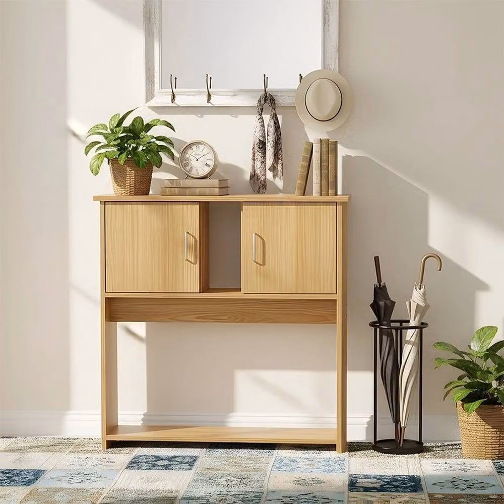 FORGEVIO Natural Wood Console Table in Brown – 1