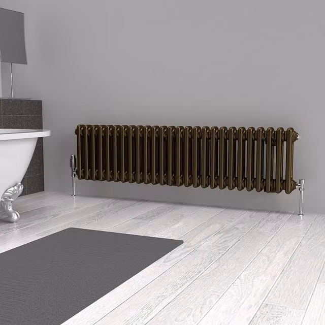 Lux Heat Horizontal Column Radiator in Antique Brass, H 119 cm x W 30 cm