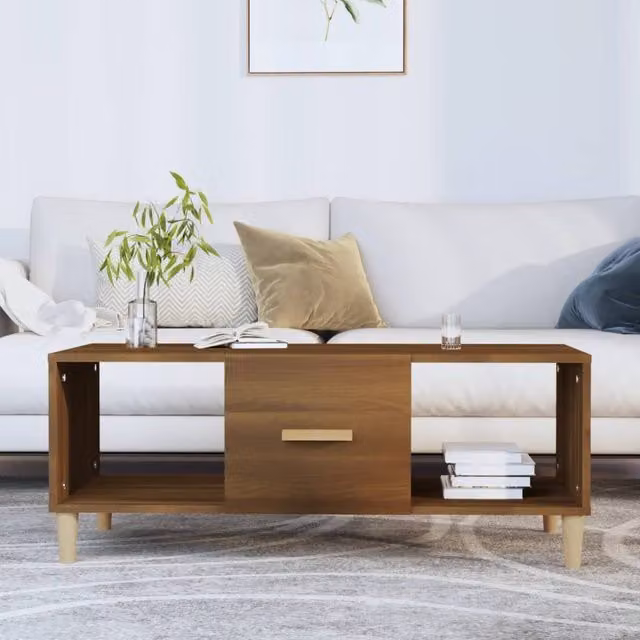 Berkfield Home Modern Brown Oak Coffee Table, W/D/H: 102 x 50 x 40 cm