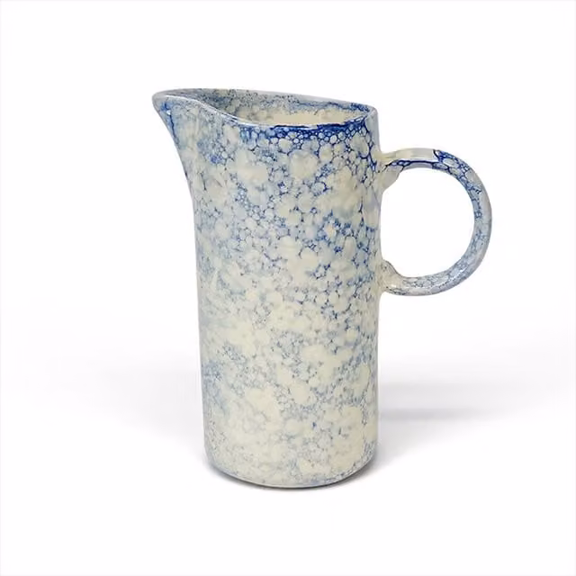 Verano Spanish Ceramics Burbujas Ceramic Tall Jug in Blue and White