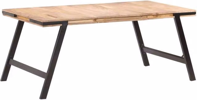 Berkfield Home Rectangular Solid Mango Wood Dining Table in Brown, W/D/H: 180 x 90 x 76 cm – 1