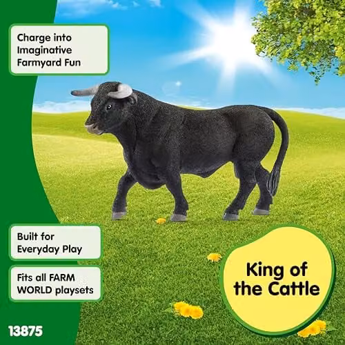 Schleich Farm World Black Bull Toy Figurine – 3