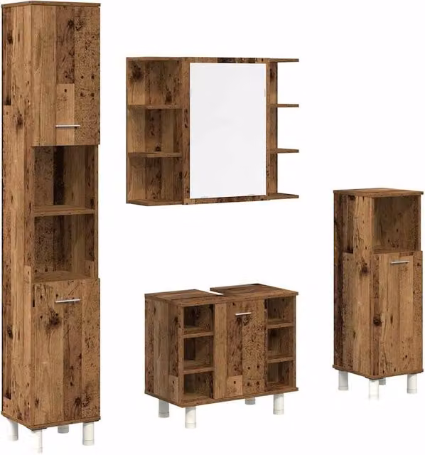 Berkfield Home 4 Piece Rustic Brown Bathroom Furniture Set in Engineered Wood
