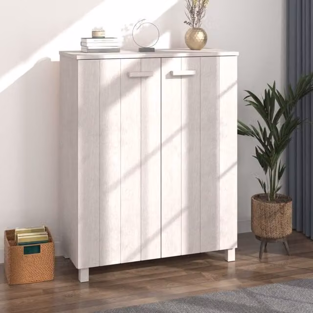 Berkfield Home HAMAR White Solid Wood Pine Shoe Cabinet, W/D/H: 85 x 40 x 108 cm – 1
