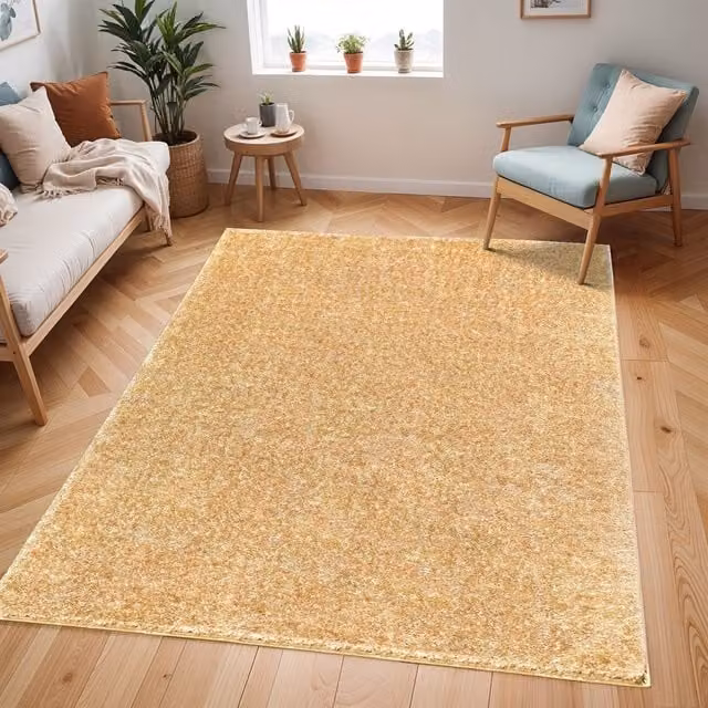 Livabliss Cloudy Shag Soft Plush Pile Living Room Rug in Yellow, W: 140 cm, L: 200 cm – 1