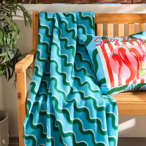 OHS Swirl Design Polar Fleece Throw Blanket in Blue and Green, W/D/H: 120 x 150 cm – 2