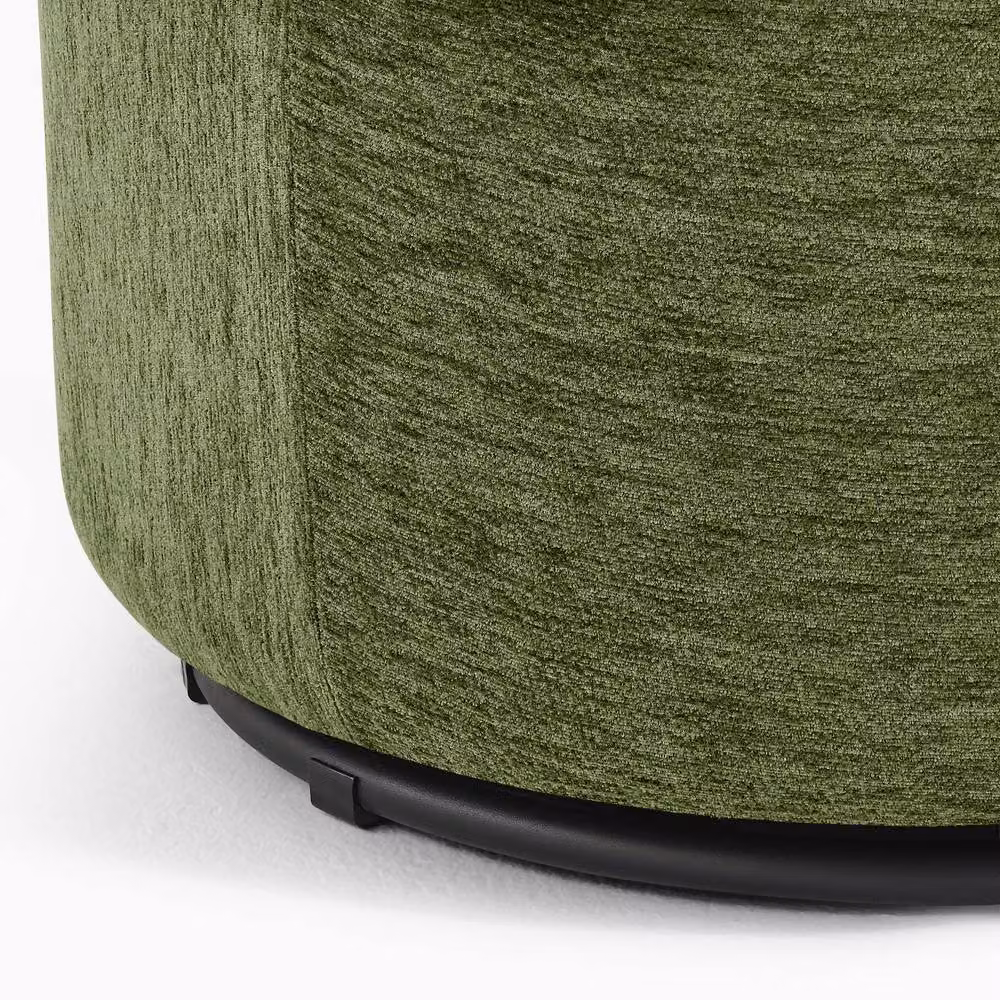 FurnitureboxUK Liode Green Fabric Round Swivel Accent Chair with Armrests – 4