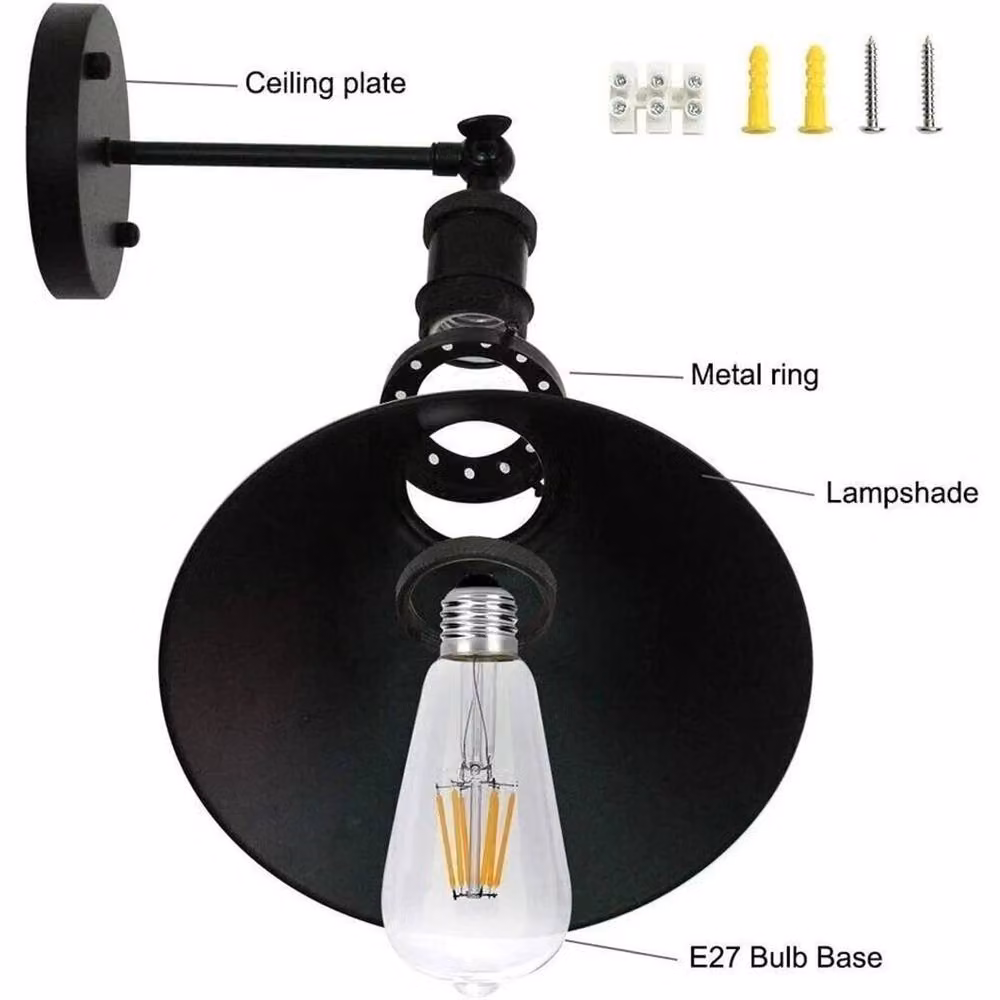 Havendro Industrial Adjustable Metal Wall Light in Black – 3