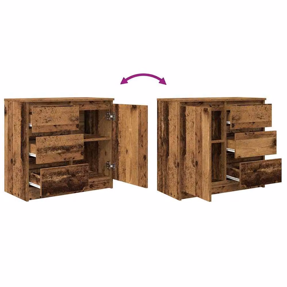Berkfield Home Rustic Sideboard with Drawer in Brown, W/D/H: 71 x 35 x 65 cm – 5
