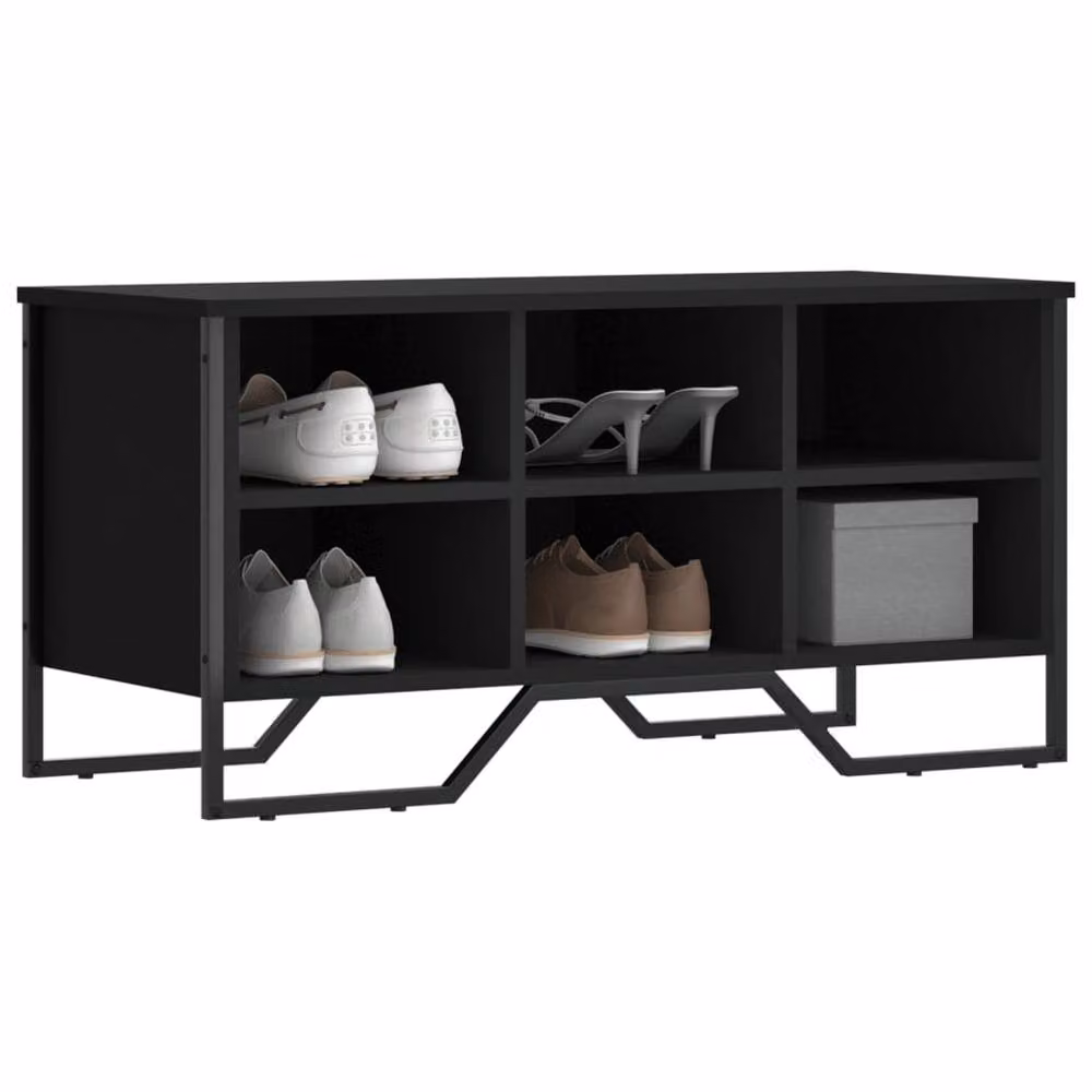 Berkfield Home Black Shoe Cabinet with Integrated Seat, W/D/H: 90 x 38 x 45.5 cm – 2