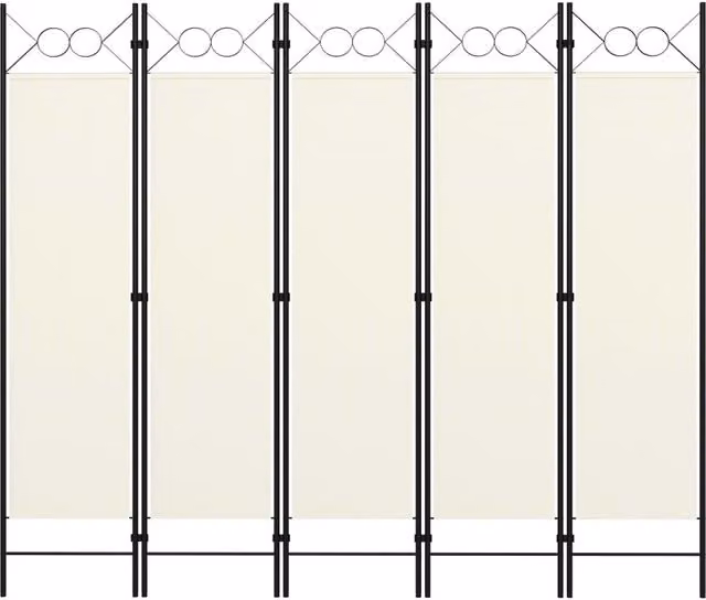 Berkfield Home 5-Panel Room Divider, White, W: 200 cm, H: 180 cm