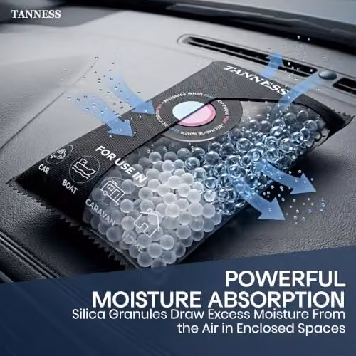Tanness Reusable Car Dehumidifier Bags with Anti-Slip Pads, 4 Pack, 1kg, Black – 3