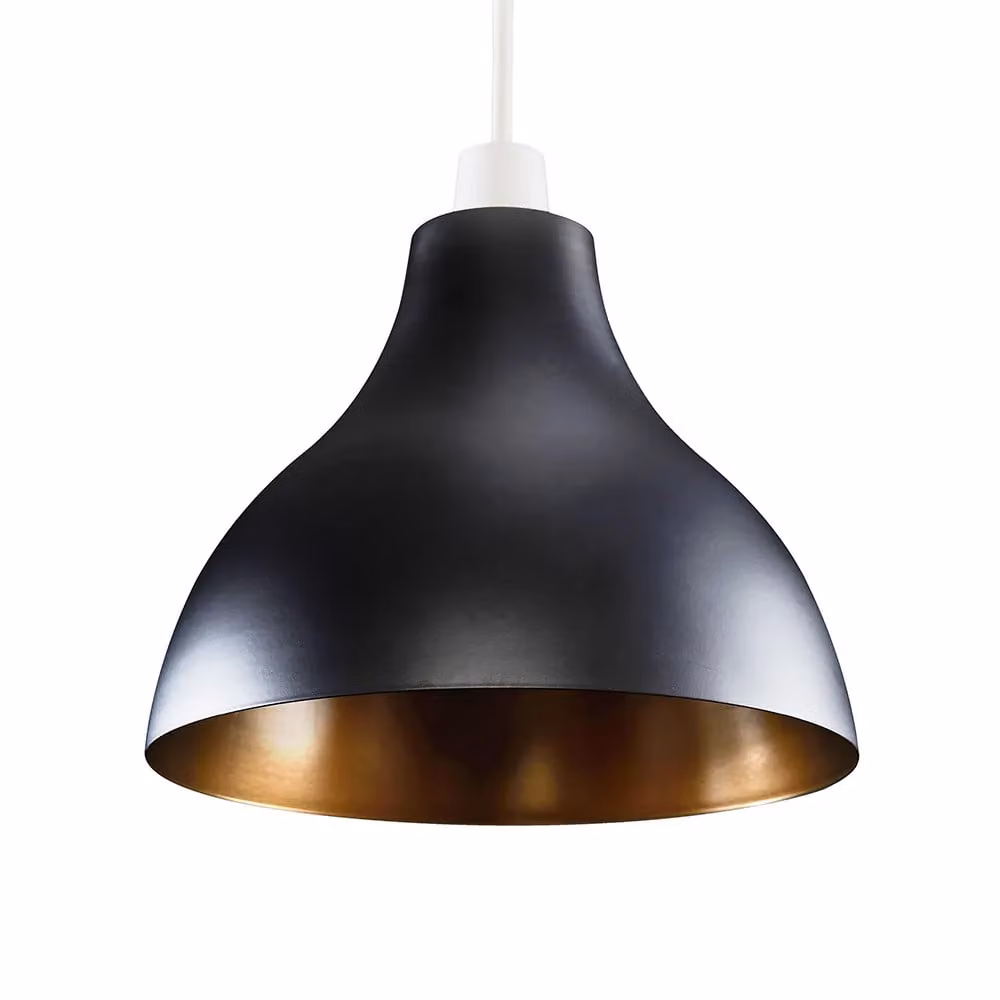 ValueLights Dexter Modern Dome Metal Ceiling Pendant Shade in Black and Gold/Brass – 2