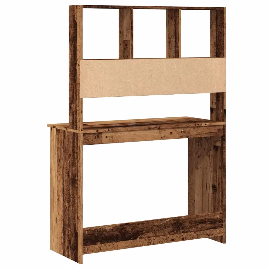 Berkfield Home Writing Desk with Shelves in Brown Old Wood, W/D/H: 102 x 45 x 148 cm – 3