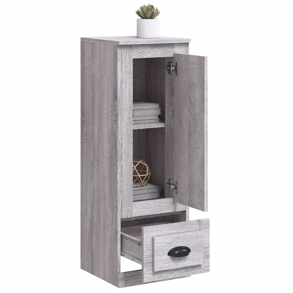 Berkfield Home Modern Grey Highboard with Hinged Doors and Drawers, W/D/H: 36 x 35.5 x 103.5 cm – 3