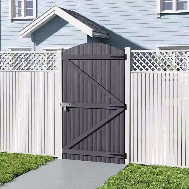 Lifeideas Grey Wooden Arch Garden Gate, W: 90 cm, H: 150 cm