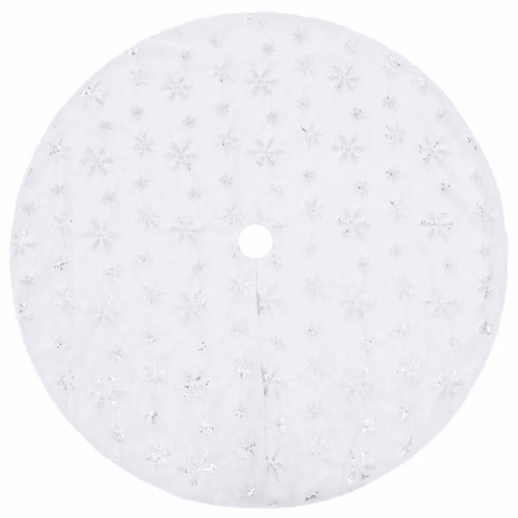 Berkfield Home Luxury White Faux Christmas Tree Skirt, Diameter: 90 cm – 2