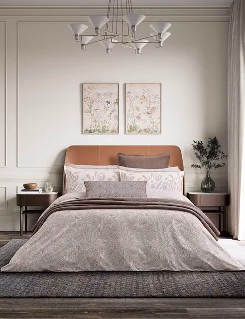 Bedeck of Belfast Umma Floral Pure Cotton Duvet Cover Set, Beige Mix, 180 x 200 cm