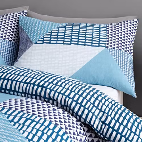 Catherine Lansfield Larsson Geo Single Duvet Cover Set with Pillowcase, Petrol Blue, Duvet Cover: 135 x 200 cm, Pillowcase: 50 x 75 cm – 3