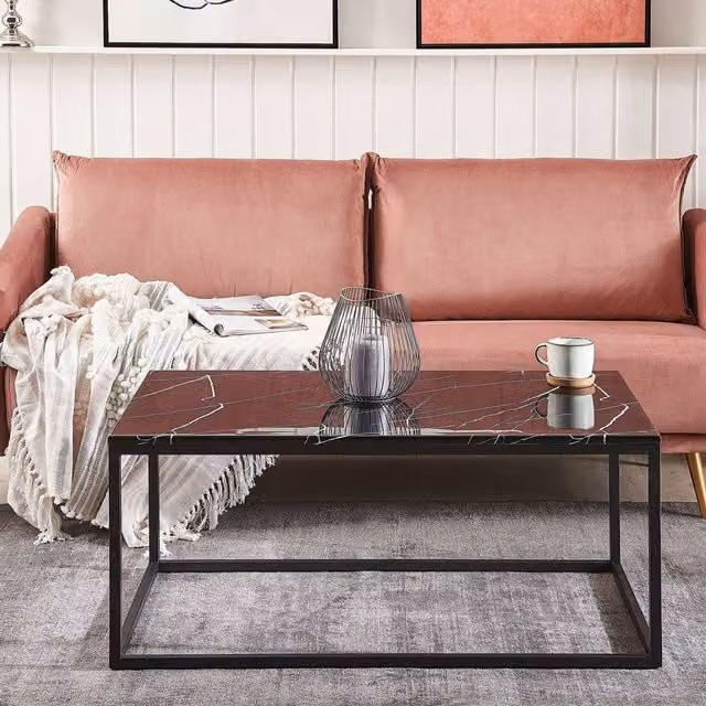 Wyld and Coco Era Black Marble Effect Coffee Table, W/D/H: 100 x 60 x 45 cm