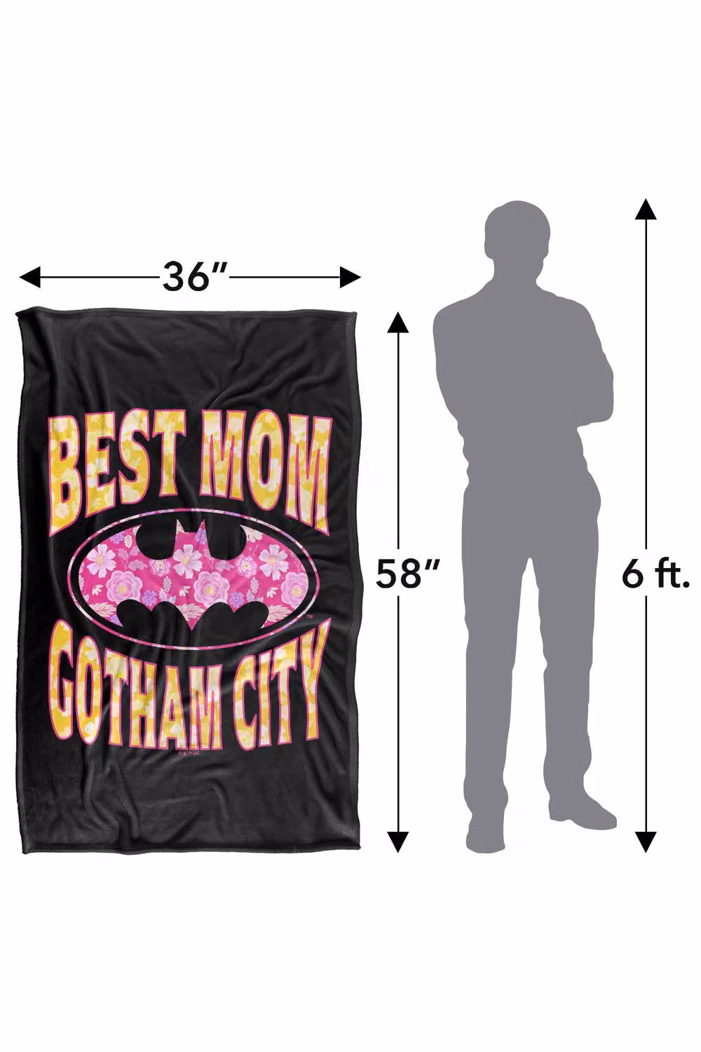 Warner Bros. Batman Best Mom In Gotham Super Soft Silky Touch Fleece Throw Blanket, W/D/H: 91 x 147 cm – 8