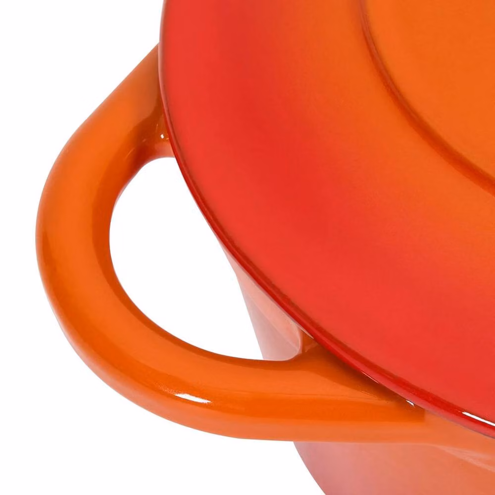 PAWNORA Orange Oval Enamel Cast Iron Dutch Oven with Glass Lid Casserole Stockpot – 3